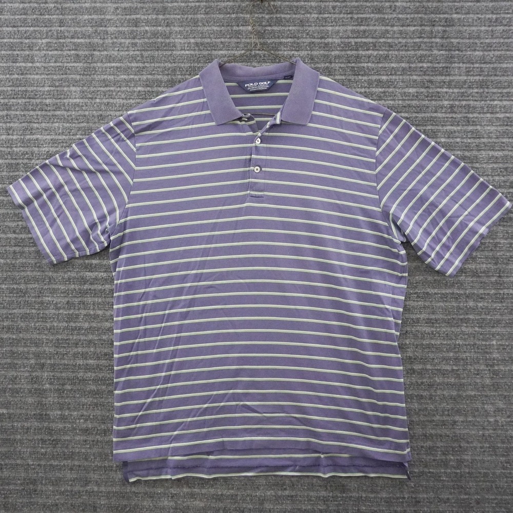 Polo Golf Ralph Lauren Polo Shirt Mens L Purple Striped Pima Cotton Short Sleeve